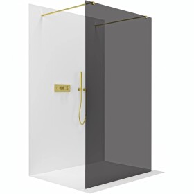 CERANO Sprchová zástěna Walk-in Onyx Duo L/P - 8 mm - hranatá vzpěra - zlatá, grafitové sklo - 50x200 cm