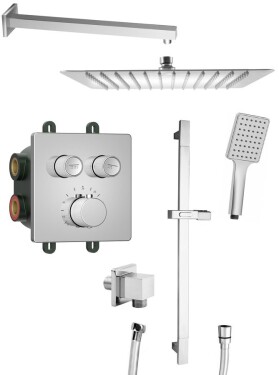 SAPHO - SMART SELECT podomítkový sprchový set s termostatickou baterií, 2 výstupy, posuvný držák sprchy, chrom RP042-02