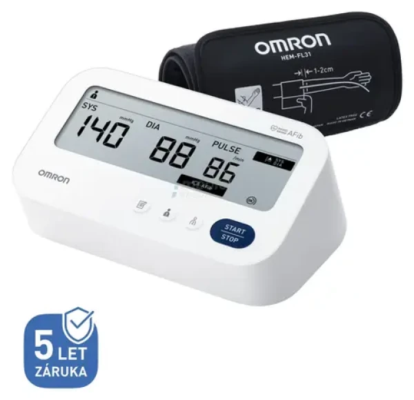 OMRON M3 Comfort AFib bílá / Digitální tonometr / detekce AFib / měření na paži (HEM-7196-FLE)
