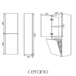 CERANO - Koupelnová vysoká skříňka s košem na prádlo Adele - TIP-ON otevírání - dub Cannolo Cremona - 45x120x33 CER-322666