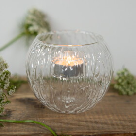 Storefactory Skleněný svícen na čajovou svíčku Skirebo Large, čirá barva