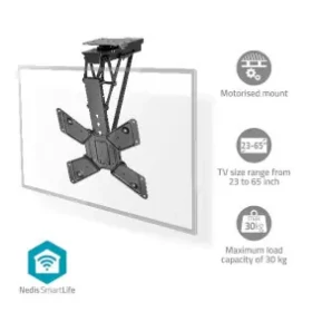 Nedis SmartLife Motorizovaný stropní držák TV / 23 - 65" / Maximální hmotnost obrazovky: 30 kg / Otočný / Naklápěcí (TVCM5850BK)