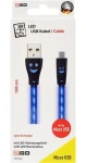 2GO modrá / Nabíjecí a datový kabel / USB-A - Micro-USB / LED podsvícení / 1 m (795535)