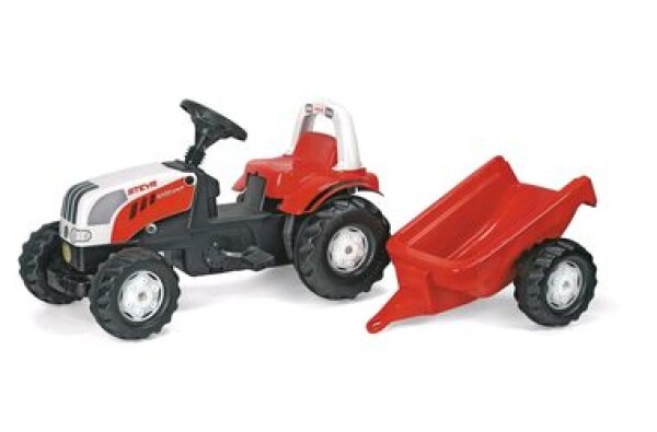 Rollytoys Šlapací traktor Rolly Kid Steyer s vlečkou-červená