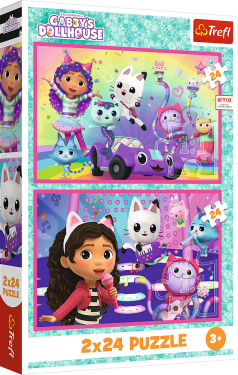 Puzzle Gábinin kouzelný domek: Zábava s Gabby 2x24 dílků