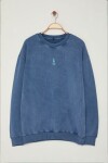 Trendyol Indigo Oversize/Wide Cut 100% Cotton Faded Effect Mystical Themed Sweatshirt