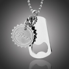 Pánský náhrdelník Ricardo chirurgická ocel - otvírák, Stříbrná 70 cm