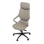 Kancelářské křeslo, šedá ekokůže, houpací mechanismus s aretací ve 4 polohách, kovový kříž, kolečka pro tvrdé povrchy