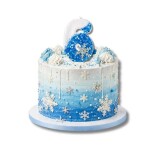 Dortisimo Svíčka Frozen bílo-modrá se sněhovou vločkou s číslem 6