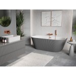 MEXEN/S - Oris volně stojící vana nástěnná reliéf 170 x 80, bílá/šedá, sifon a přepad růžové zlato 52871708062-60
