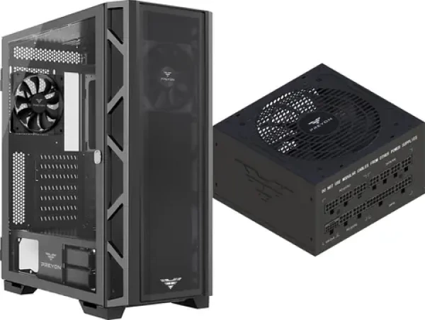 PREYON Nest Meshy (PRENM02B) + EAGLE POWER GOLD 1000W / Skříň s zdrojem / ATX / 1000W / 80 Plus Gold / Modulární