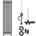 CERANO Koupelnový radiátorový set Valerio - kombinované vytápění, wifi tyč - boční jednobodové připojení - 600W - černá matná - 1560x390 mm