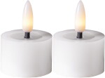 STAR TRADING Čajová LED svíčka Flamme White 4 cm – set 2 ks, bílá barva, plast
