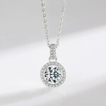 Stříbrný dvojitý náhrdelník Cristy 1 ct MOISSANITE + CERTIFIKÁT, Stříbrná 40 cm + 5 cm (prodloužení) certifikát GRA, hadřík na čištění stříbra, dárková krabička