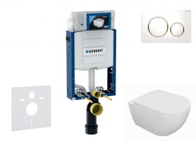 GEBERIT - Kombifix Set předstěnové instalace, klozetu Oudee a sedátka softclose, tlačítko Sigma20, bílá/pozlacená SANI15CA3119