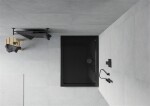 MEXEN/S - Flat sprchová vanička obdélníková slim 140 x 90, černá + černý sifon 40709014B