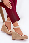 Dámské Sandály Na Klínu S Pletením Béžové Adelio 40