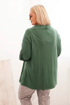 Dámská blůza Plus Size s bavlnou volného střihu s vodním výstřihem tmavě zelená UNI
