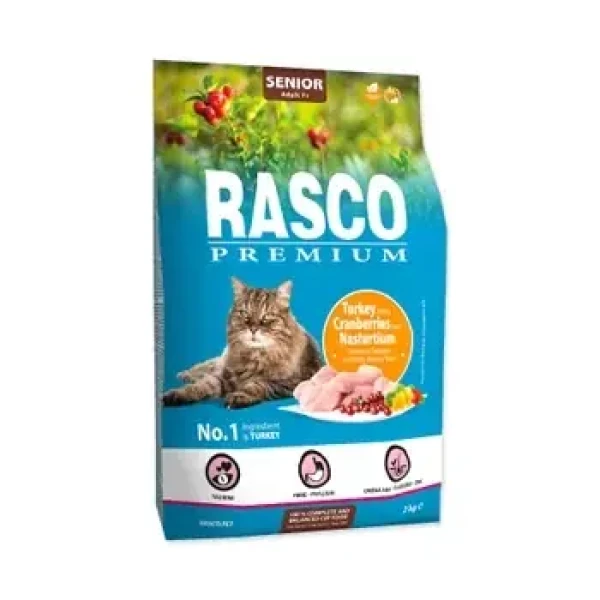 Rasco Premium Senior krůta s brusinkou a lichořeřišnicí 2kg / Granule pro dospělé kočky (1703-10634)