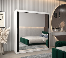 Šatní skříň Abi T3 Barva korpusu: Bílá, Rozměry: 180 cm, Dveře: Černá