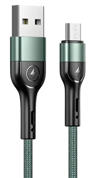 USAMS U55 SJ450 zelená / Datový kabel / Micro USB / Pletený / 1 m / 2A (SJ450USBSG02)