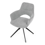 Židle jídelní, šedá látka, 360° vratný mechanismus, černý kov