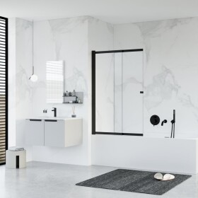 HOPA - Vanová zástěna EASY SLIDE BLACK NEW - Barva rámu - Černá matná, Rozměr A - 100, Rozměr C - 150, Směr zavírání - Univerzální Levé / Pravé, Výplň - Čiré bezpečnostní sklo - 5 mm BCEASL100BCN
