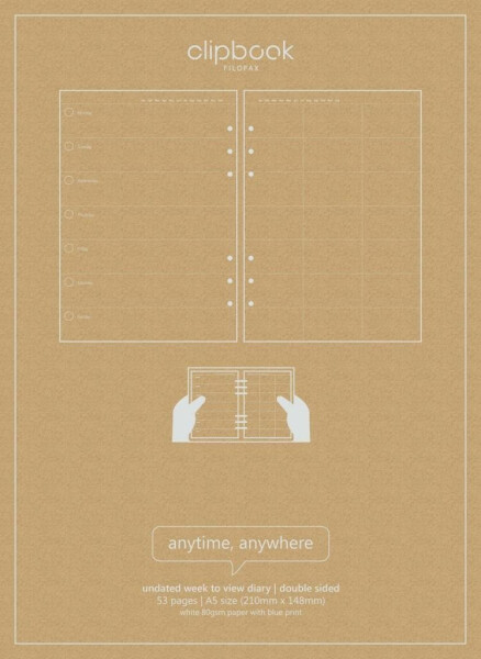 Filofax kalendář nedatovaný týden na 2 strany