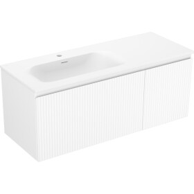 MEXEN/S - Rivel koupelnová skříňka 120 cm s umyvadlem Vela levá, 1S, 1D, reliéf, bílá mat 91A23-12047-3-BBFF01-W23L01