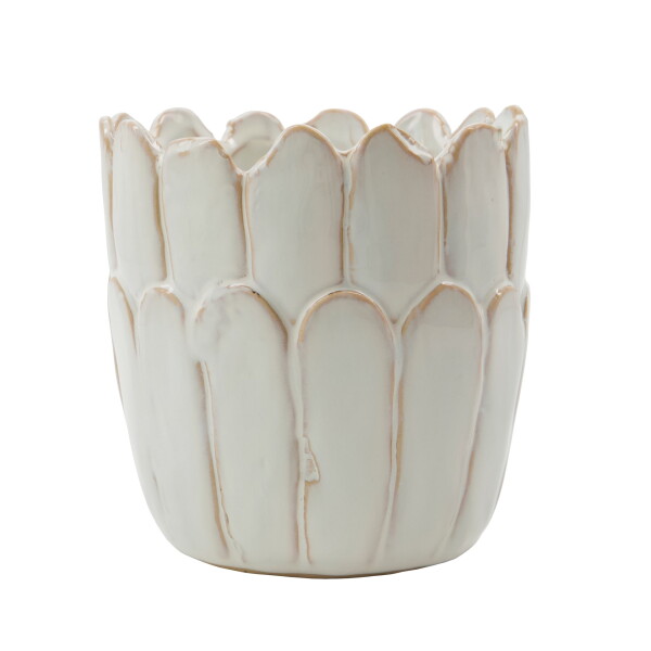 House Doctor Keramický obal na květináč Ezra Off White, krémová barva, keramika
