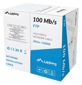 Lanberg FTP kabel 305m šedá / Síťový kabel / drát / CCA / 100 MHz / AWG24 (LCF5-11CC-0305-S)