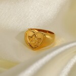 ELENYS Heart Angel – pozlacený prsten 18K žluté zlato Velikost: 7 (EU: 54-56)