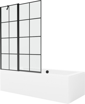 MEXEN/S - Cube obdélníková vana 180 x 80 cm s panelem + vanová zástěna 120 cm, černá vzor 550518080X9412117077