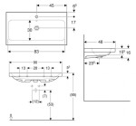 GEBERIT - iCon Umyvadlo 90x48x16 cm, s přepadem, s otvorem pro baterii, KeraTect, bílá 501.836.00.2