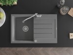 MEXEN/S - Bruno granitový dřez 1-miska s odkapávačem včetně baterie Carla, šedá 6513-71-670700-00