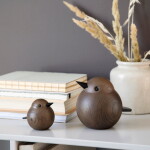 Novoform Dřevěný ptáček Papa Sparrow Smoke Stained Oak, hnědá barva, přírodní barva, dřevo