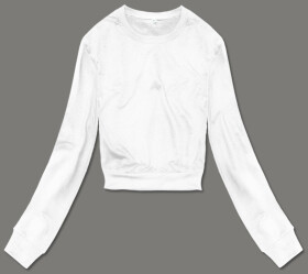 Tenká krátká bílá dámská tepláková mikina (8B938-1) Barva: odcienie bieli, Velikost: