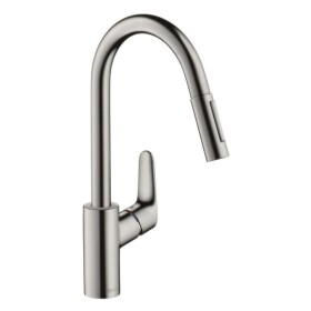 HANSGROHE - Focus M41 Dřezová baterie M4116-H240 s výsuvnou sprškou, sBOX, vzhled nerezu 73880800