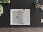 MEXEN - Enzo granitový dřez 1-mísa dřez s vypouštěním krátký odkapávač 576x465 mm, bílá (6506571005-20) 2. jakost