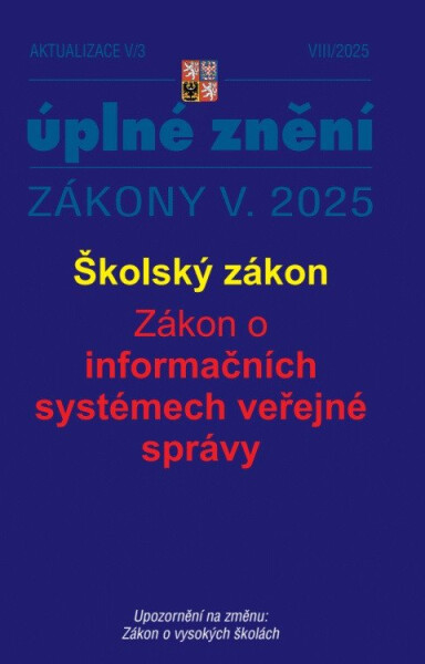 Aktualizace V/3 2025 Školský zákon