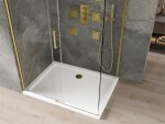 MEXEN/S - Omega obdélníkový sprchový kout 130x90, transparent, zlatý + vanička 825-130-090-50-00-4010