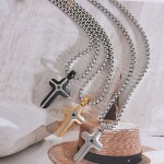 Pánský ocelový náhrdelník Vincent Black, kříž, chirurgická ocel, Černá 60 cm