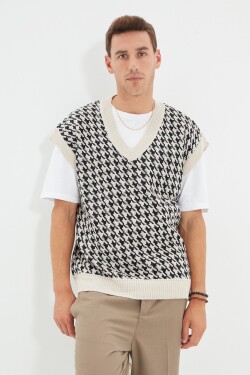 Trendyol svetr vesta - Béžová - Klasický střih