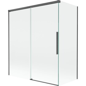 MEXEN/S - Rox vanová zástěna 2-křídlová posuvná 140 + 70 x 150, transparent, grafit kartáčovaná 8C9-140-070-66-00