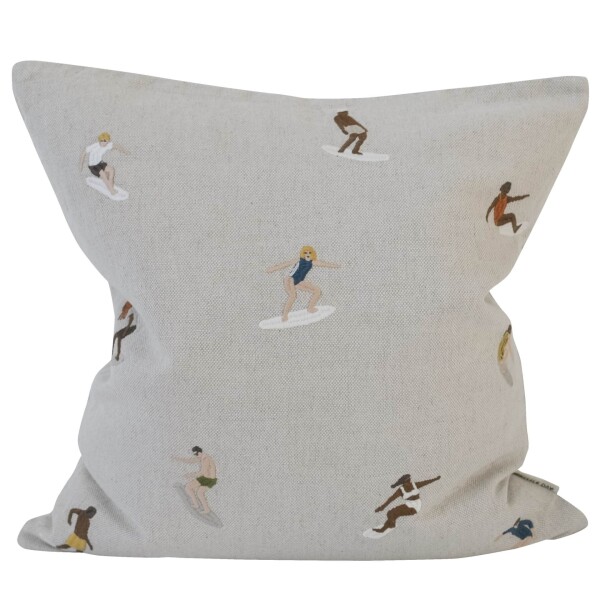 Fine Little Day Lněný povlak na polštář Surfers Embroidered 48 x 48 cm, béžová barva, textil