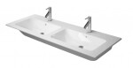 DURAVIT - ME by Starck Dvojumyvadlo nábytkové 130x49 cm, s přepadem, 2 otvory pro baterie, WonderGliss, bílá 23361300001