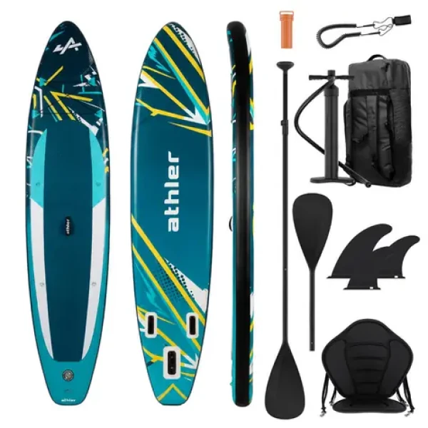 Athler Nafukovací Paddleboard SUP Zander 350cm zelená / příslušenství / Max. nosnost 180kg (5900415031222)