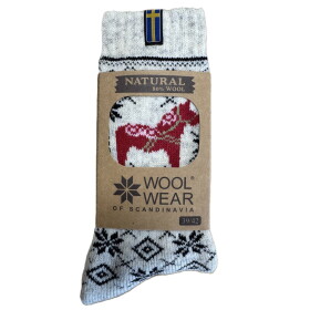 WOOLWEAR of Scandinavia Vlněné ponožky Red Dalahest no. 120 43/46, červená barva, modrá barva, textil