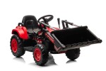 Mamido Dětský elektrický traktor s radlicí a přívěsem červený