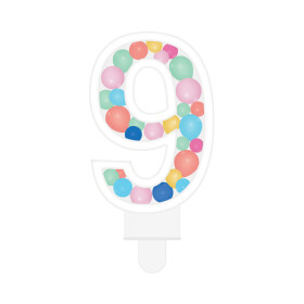 Svíčka dortová barevné lentilky číslo 9 - Albi